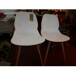 A pair of contemporary white plastic side chairs (2)