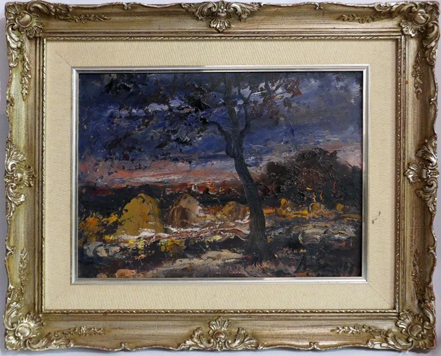 A. Steel (b.1915), Nocturnal Landscape, signed lower right, oil on panel, 28 x 38 - Image 2 of 2