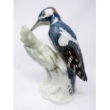 A KPM porcelain kingfisher, inscribed 'Specht' to verso, H.24cm