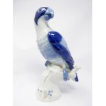A KPM porcelain parrot, H.22cm