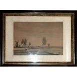 Early to Mid 20th century school, Windmill in a landscape scene, watercolour, signed George Fruham