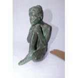 A cast bronze figure of a seated ballet dancer, H.19cm