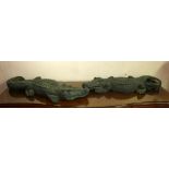 A pair of decorative composite alligators, L.95cm (2)