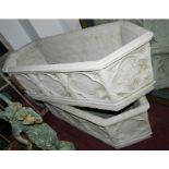 Two Gothic style reconstituted stone planters, H.28cm W.88cm D.33cm