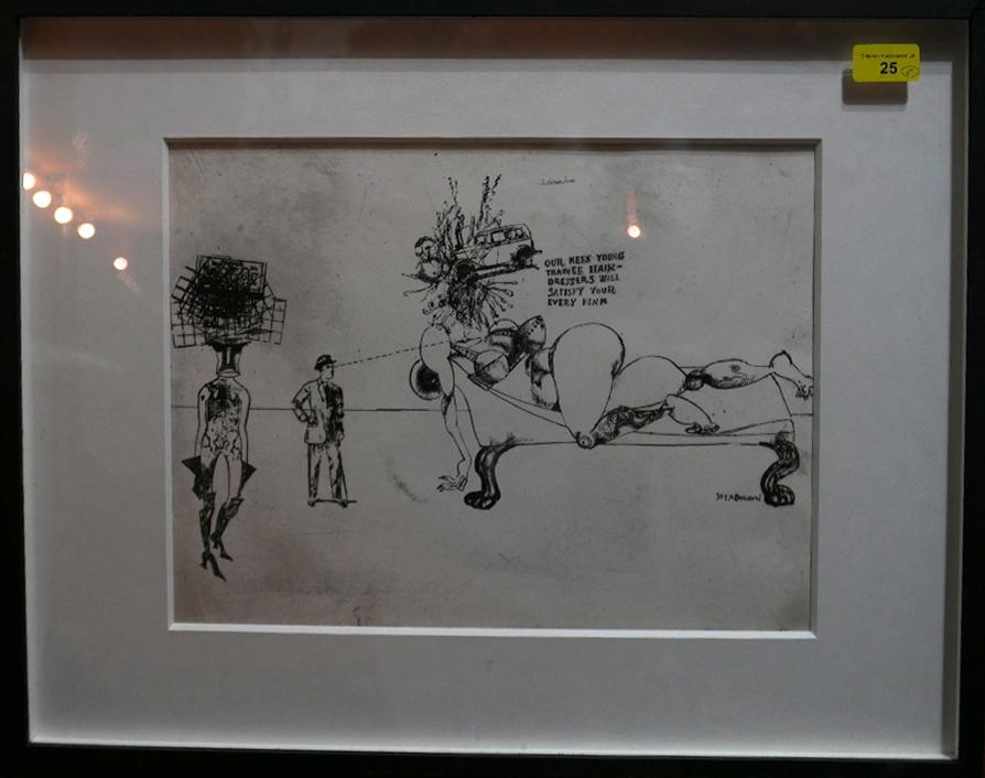 An etching of a Ralph Steadman drawing with original signed drawing of a figure on wrote paper - Image 2 of 3