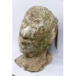 A reconstituted stone bust of a man, H.27cm