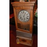 A clocking in clock by International Time Recording Co. Ltd, London, silvered Roman dial, with
