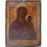 A Russian icon, the Mother of God of Smolensk, tempera on wood panel, 32 x 27cm