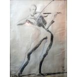 After Mark Gertler, a pencil sketch of a figure playing a violin, dated '31, 61 x 33cm