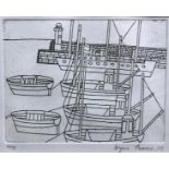 Bryan Pearce (25 July 1929 – 11 January 2007), an etching of boats, limited edition 14/75, signed