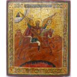A Russian icon depicting The Archangel Michael, tempera on wood panel, the horseman of the