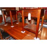 A pair of mahogany side tables with single frieze drawer over slatted undertier shelf, H.60cm W.46cm