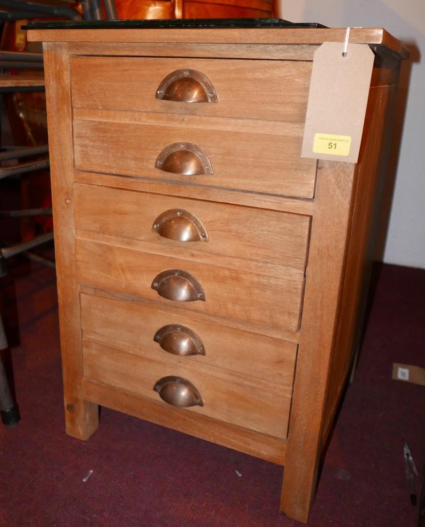 A contemporary hardwood bedside chest of six drawers, by John Lewis, H.66cm W.45cm D.46cm