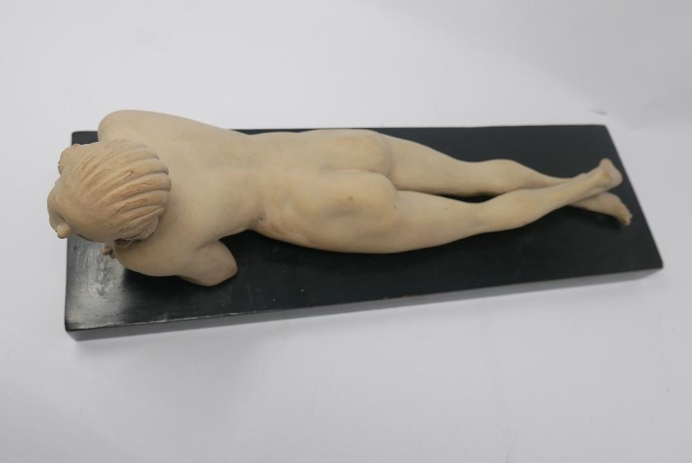 An Italian Art Deco plaster figure of a reclining nude, indistinctly signed and dated '13 to base, - Image 3 of 4