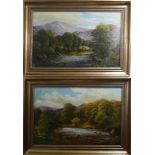 A pair of riverscapes, oil on canvas, one bears signature C. Foster to lower right, 24 x 36cm (2)