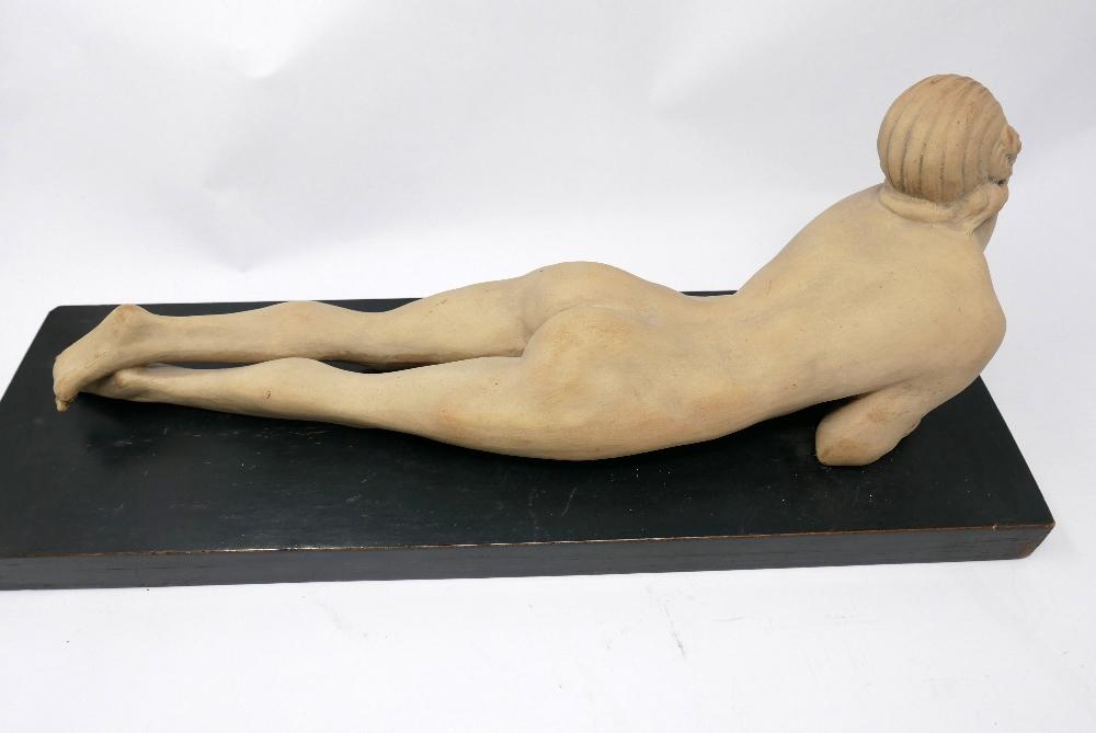 An Italian Art Deco plaster figure of a reclining nude, indistinctly signed and dated '13 to base, - Image 4 of 4