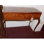 A H&L Epstein inlaid burr walnut side table, with two drawers, raised on cabriole legs, with