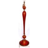 A 20th century Murano red and gold glass standard lamp, H.150cm