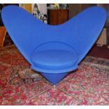 A Verner Panton Heart cone chair, manufactured by Vitra, upholstered in Kvadrat fabric by Greg at