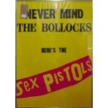 A framed and glazed Sex Pistols poster, 'Never Mind the Bollocks', circa 1990's, 88 x 62cm