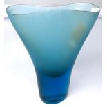A 20th century Murano blue glass vase, signed to base, H.43 W.37 D.18cm