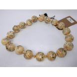 A set of Chinese bone worry beads with erotic decoration