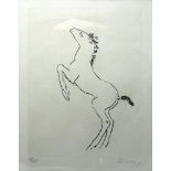 Renee Sintenis (1888-1965), German sculptor, dry point etching of a horse, 'Filly on Hind Legs',