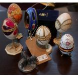 A collection of decorative Faberge style eggs