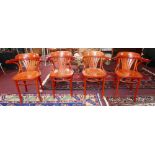 A set of four bentwood bistro chairs