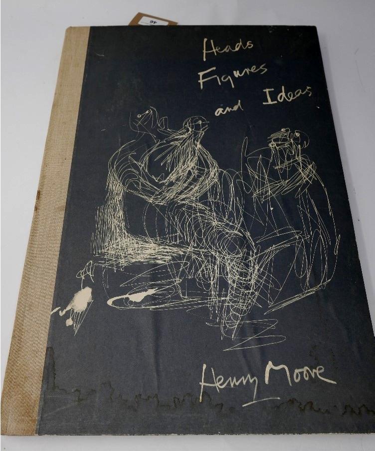 'Heads, Figures and Ideas' by Henry Moore, 1957, a book of lithographs on hand made paper, unsigned