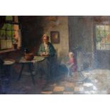 A. Van Brederoder (Early 20th century Dutch school), Old Dutch Interior Scene with Mother and her