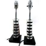 A pair of Art Deco glass table lamps, H.33cm
