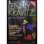 An original vintage poster for Lenny Kravitz's Electric Church Tour, framed and glazed, 147 x 98cm