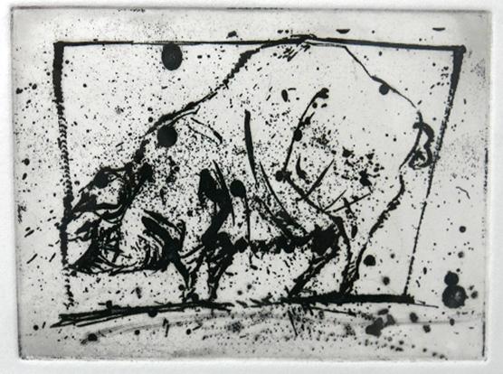 Three etchings and drypoints of animals, signed artists proofs of a mule, pig, and antelope - Image 2 of 4