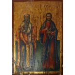 A Greek icon depicting St James Brother of God (Jacob) and the Apostle James, tempera on wood panel,