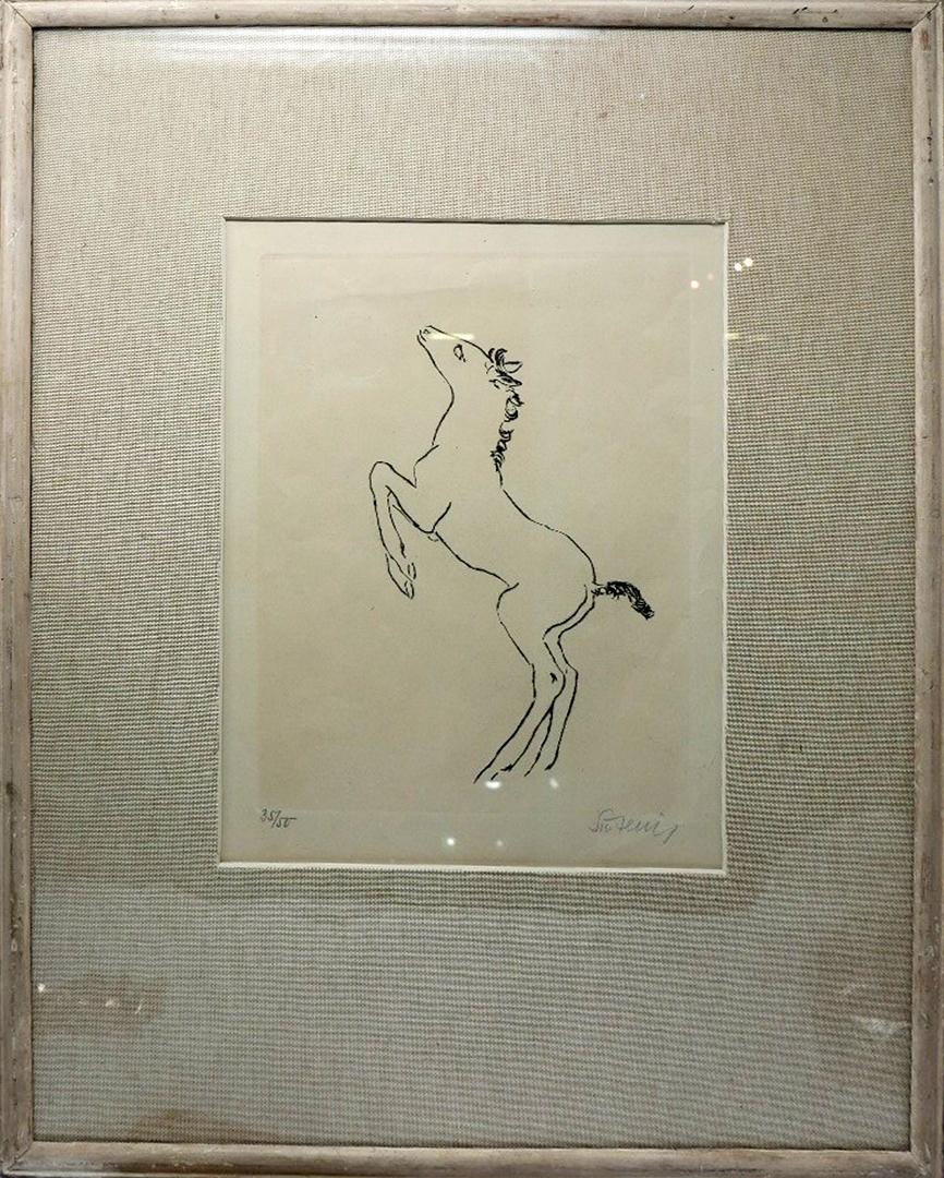 Renee Sintenis (1888-1965), German sculptor, dry point etching of a horse, 'Filly on Hind Legs', - Image 2 of 4