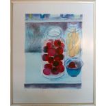 Chloe Cheese (British, b.1952), 'Red Plums in a Jar', print, signed, titled and numbered 96/195 in