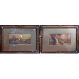 M.D. Ansell, two oil on board studies, one of a cottage at sunset, and one of a stream through a