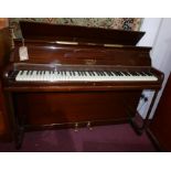 A Kemble Minx mini mahogany upright piano, H.88 W.131 D.56cm