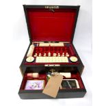 A Victorian Coromandel games compendium box by Charles Asprey, comprising of a bone chess and drafts