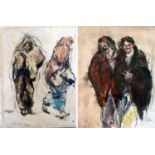 William Conor, (Irish, 1881-1968), 'Mill Girls, 1908', together with similar study, ink drawing with