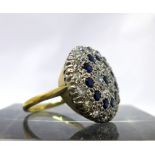 A boxed 18ct yellow gold and white gold antique large ladies dress ring, pave set with brilliant cut