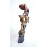 An erotic hardwood sculpture, H.71cm