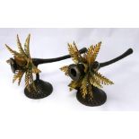 A pair of metal wall sconces in the form of palm trees, H.28cm