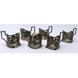 WITHDRAWN- A set of six Iranian silver and niello cup holders