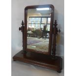 A large Victorian oak table top mirror, H.70 W.64 D.23cm