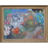 Late 20th century school, Still life of Fruit, oil on board, monogrammed 'BR' lower right, 44 x 57cm