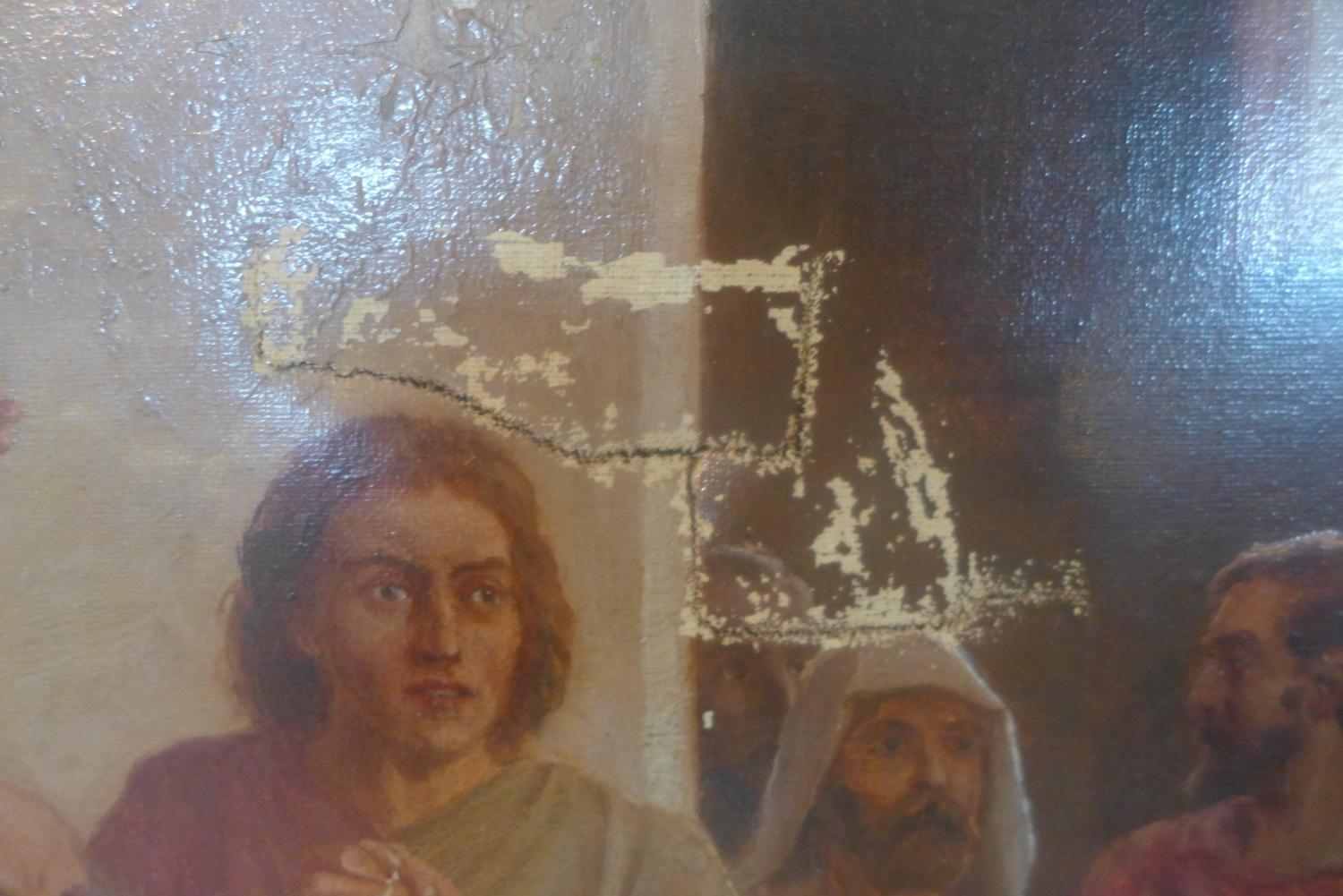 Poul Steffensen (Danish 1866-1923), 'Jesus returns to his disciples', oil on canvas, signed with - Bild 3 aus 3