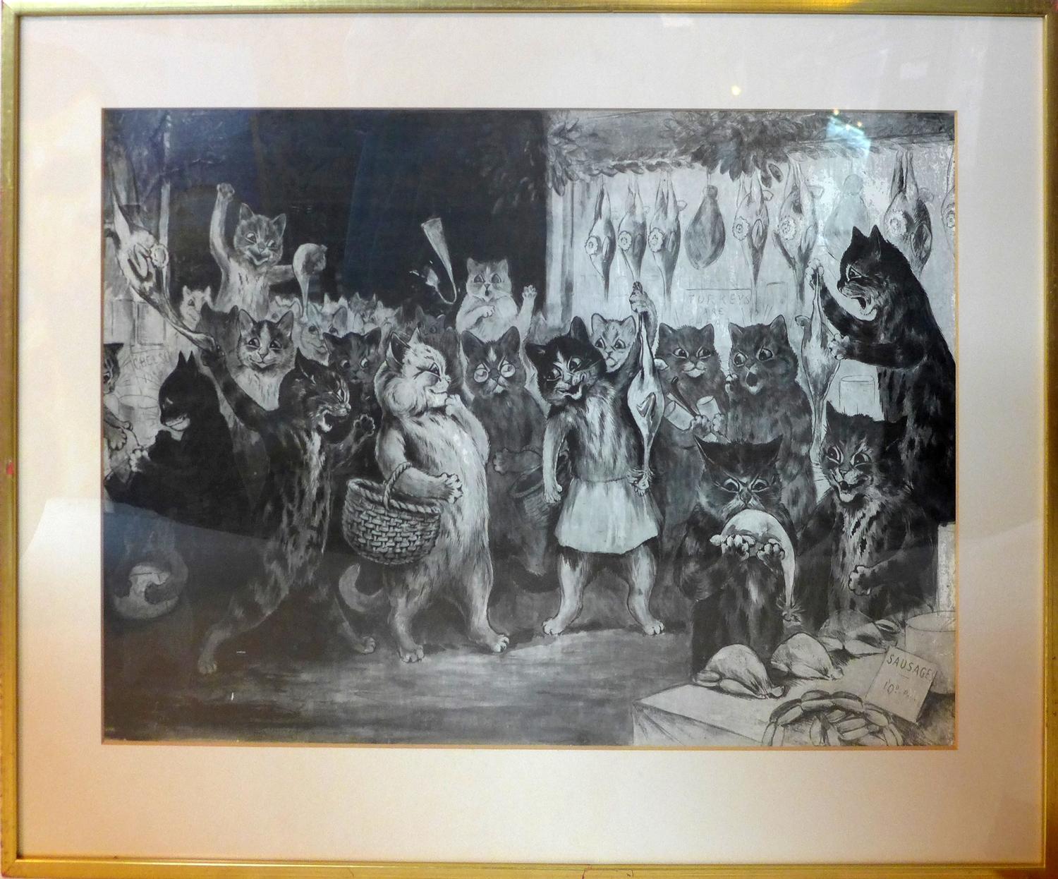 A Louis Wain print titled 'No 50 Catland Christmas Market, Oh My What a Crowd', with Michael - Bild 2 aus 2