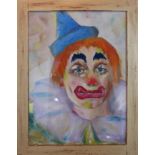 A study of a clown, oil on paper, signed 'Jubilar' and dated '72 lower left, 48 x 34cm